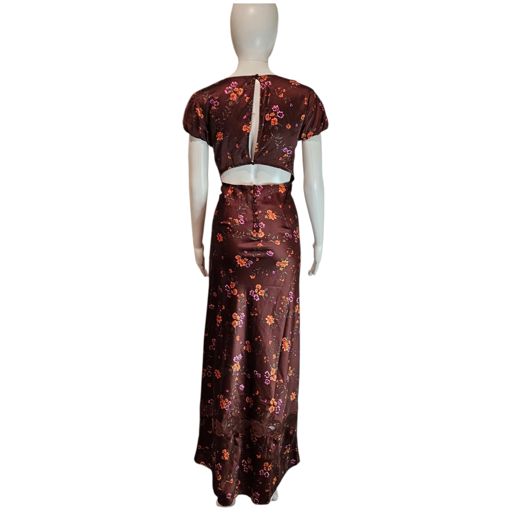 Free People Butterfly Babe Satin Like, Lace Trim Maxi Dress Size Large NWT - Picture 6 of 11